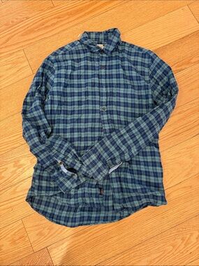 Faherty Green and Blue Plaid Long-Sleeve Button Down Shirt